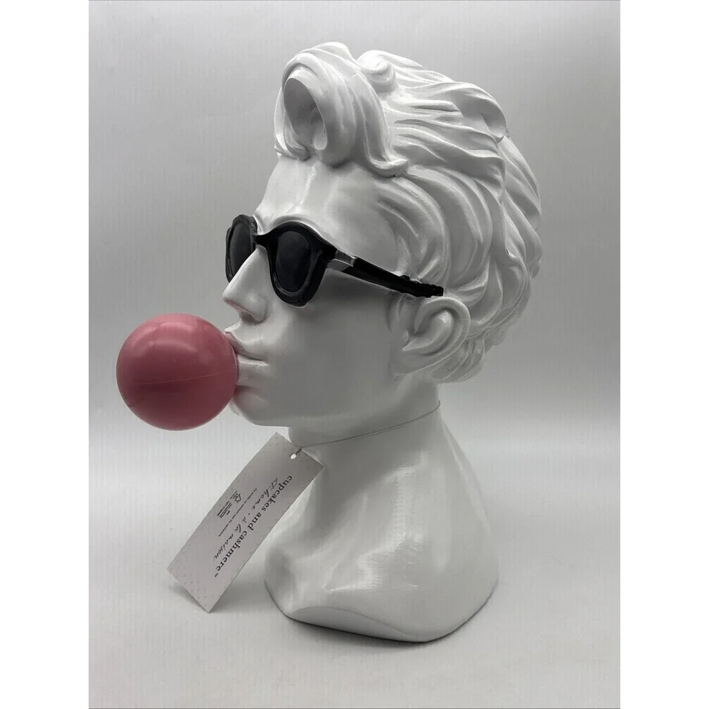 Cupcakes & Cashmere Valentines Blowing Bubble Gum Bust Man Kiss Sunglasses 11.5